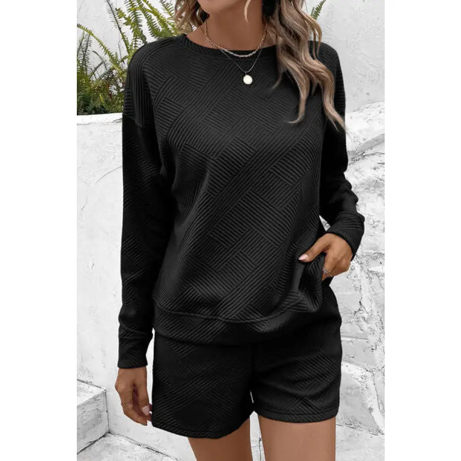 Relaxed Round Neck Dropped Shoulder Top and Shorts Set