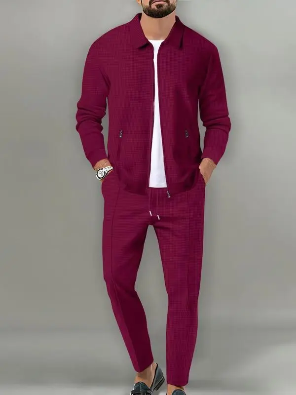 Men's Plain Zip Up Jacket & Drawstring Waist Pants Tracksuit Set, Men's Sportswear for Gym Workout Running, Casual Gym Wear, Tracksuit Outfit, Athletic Tracksuit, Casual Activewear, Gym Clothes Set, Athleisure Wear Set
