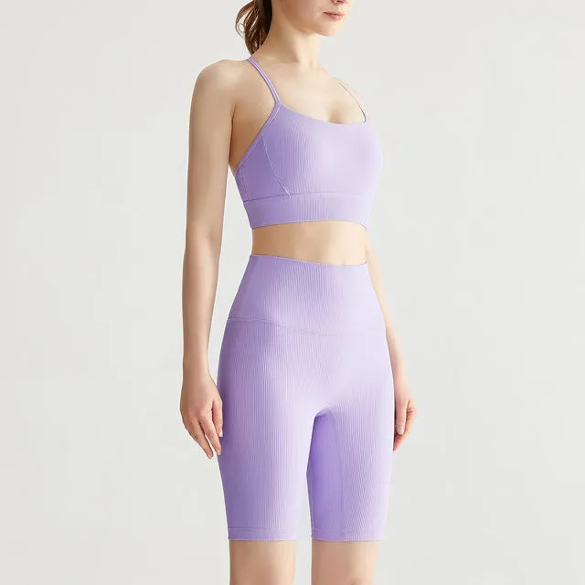 Backless Sleeveless Bra and Biker Shorts Active Set