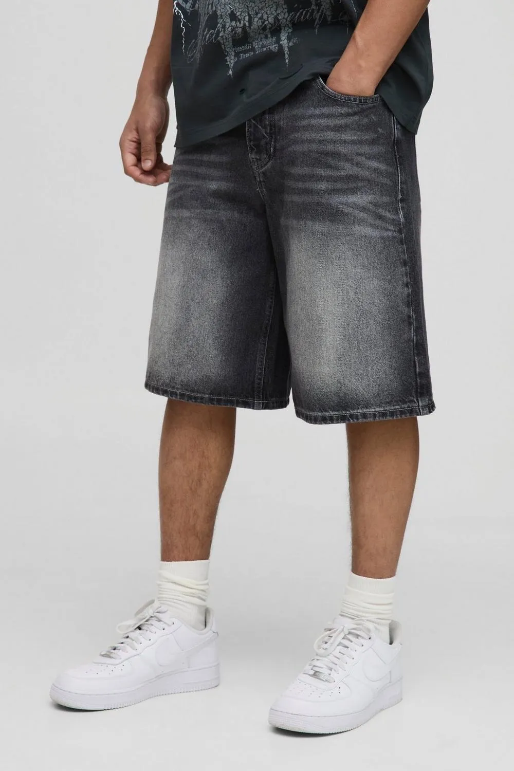 Comfort Fashionability Charcoal Denim Jorts