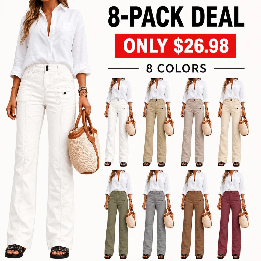 Women's Seam Front Patch Pocket Mid Rise Straight Leg Pants
