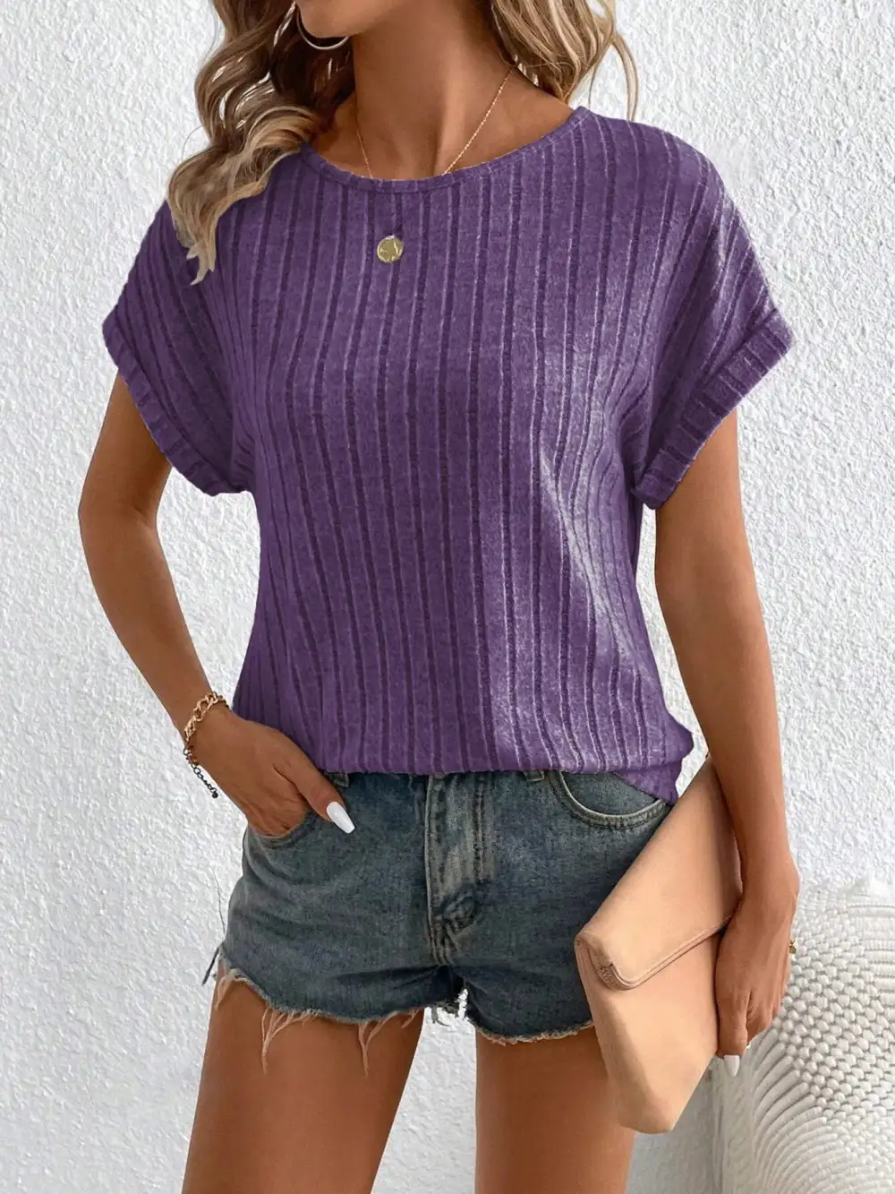Short-Sleeve Ribbed T-Shirt