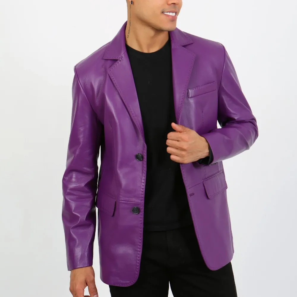 Timeless Smart Notched Lapel Leather Blazer