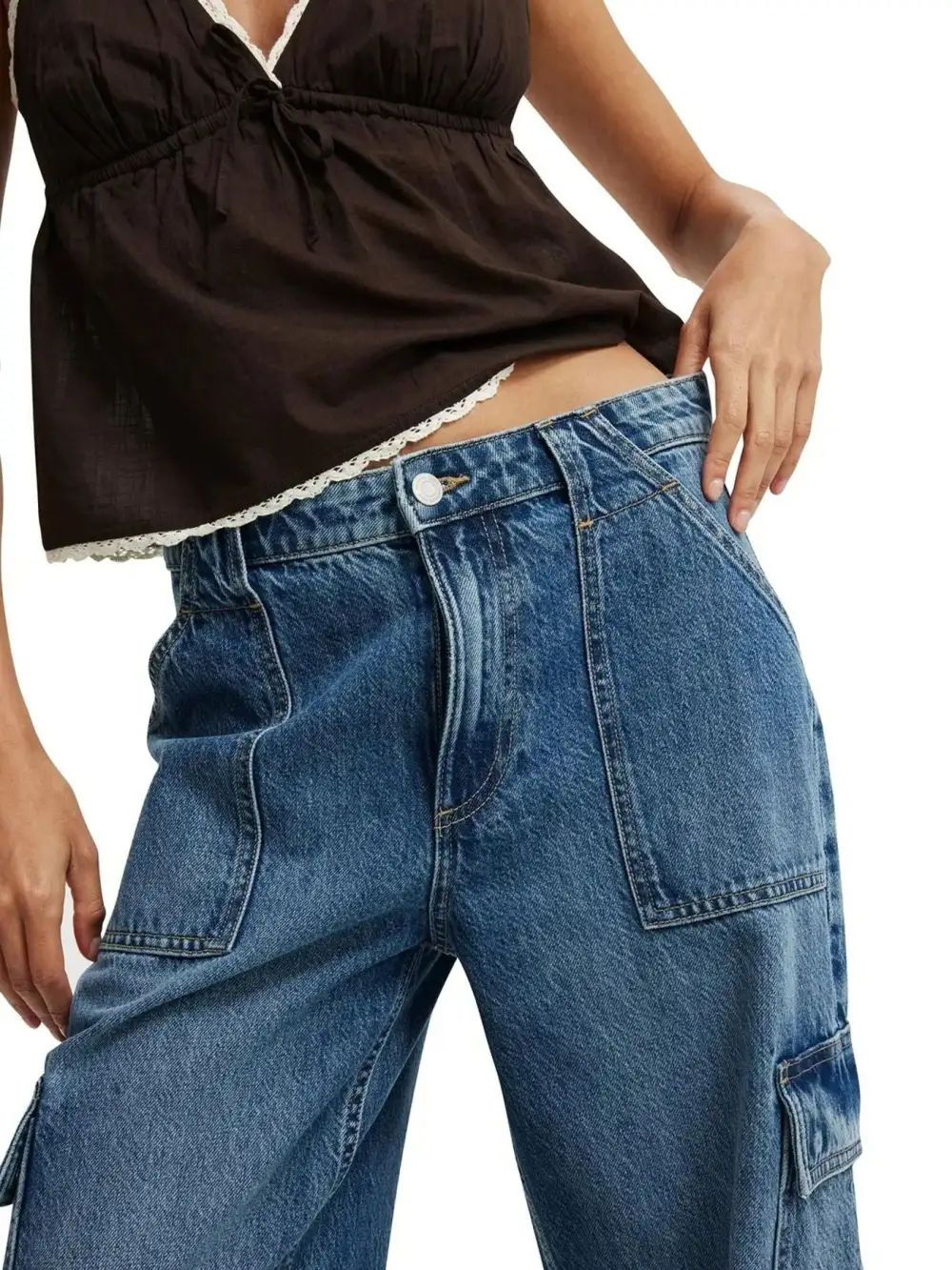 Tailored Wide Leg Denim Jeans