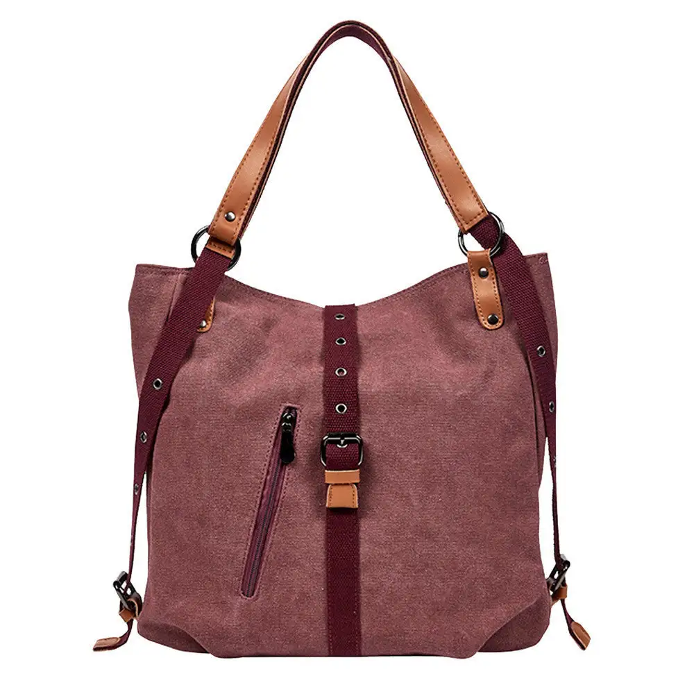 Modern Canvas Handbag Horizontal Square Anti-Theft Tote