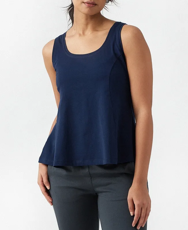 Deep Blue Pima Cotton Flared Tank