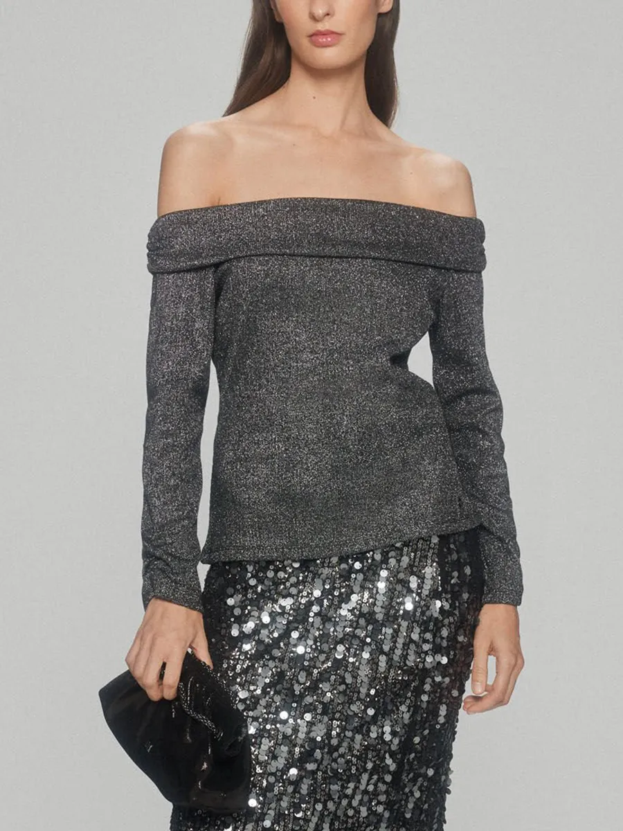Off-Shoulder Long Sleeve Tops