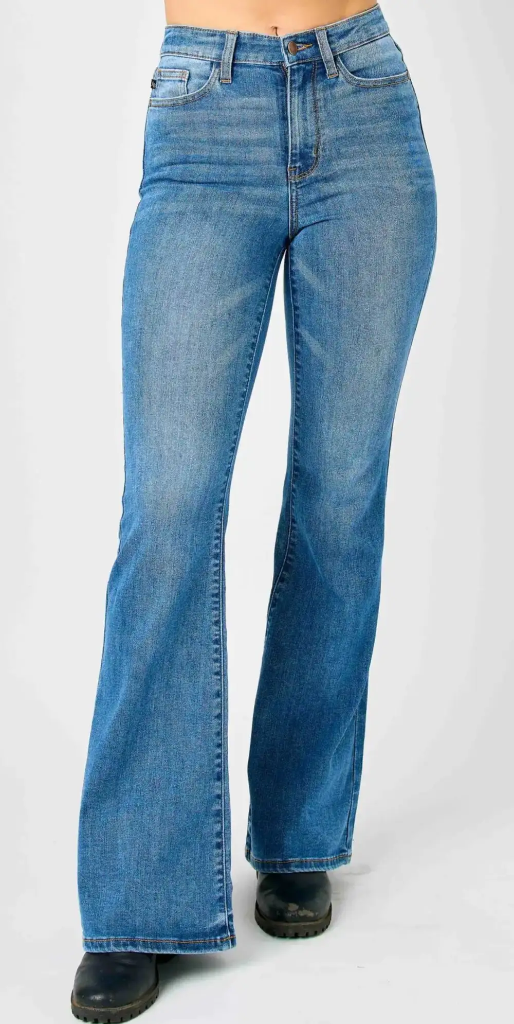 Cotton Blend Flared Casual Pants