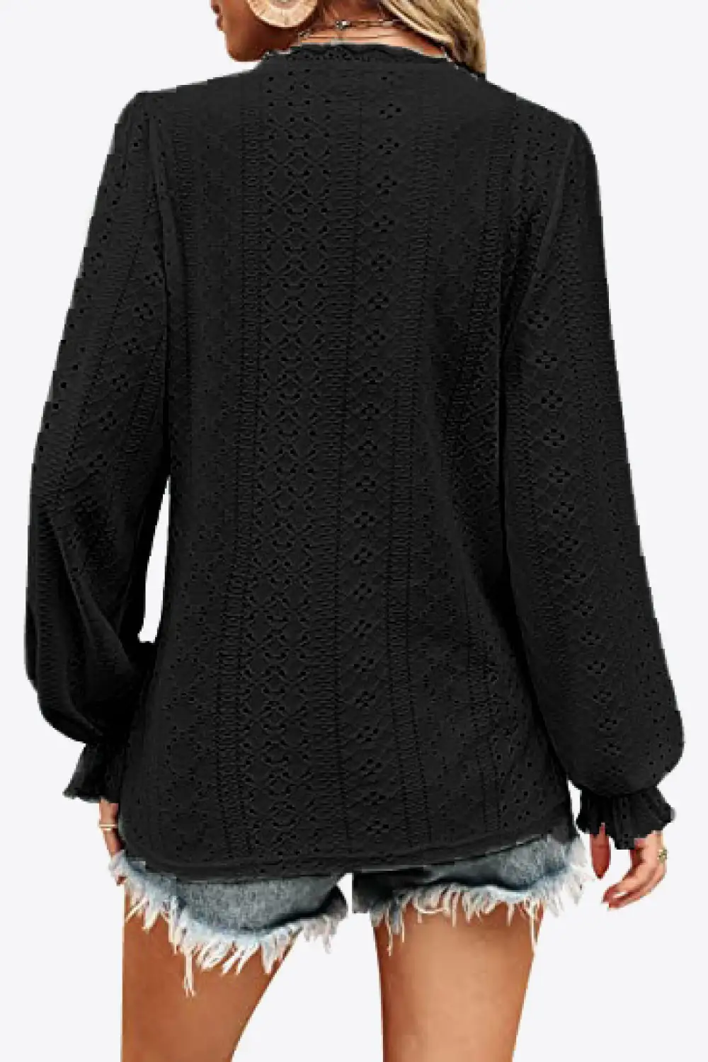 Everyday Soft Eyelet V-Neck Blouse