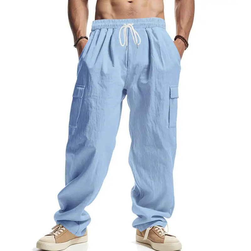 Men's Cargo Pants with Elastic Waistband and Practical Pockets