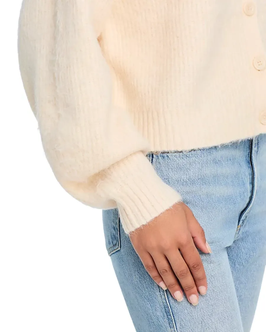 Drop Shoulders Crewneck Button Front Cardigan