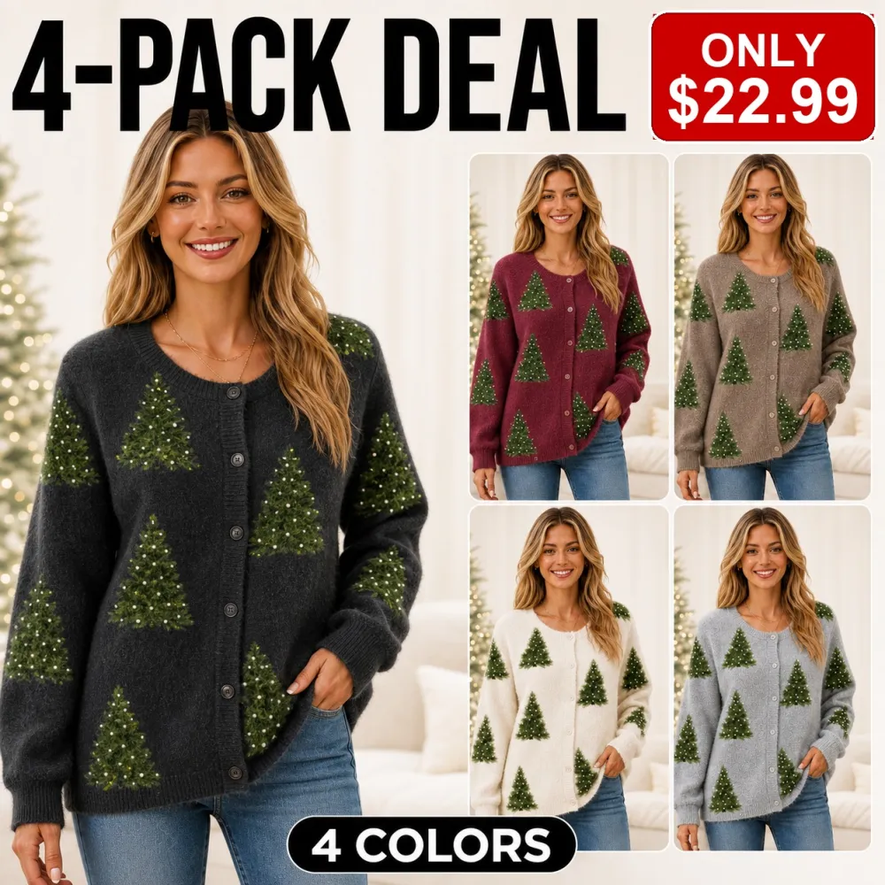 Women's Christmas Tree Knit Button-Up Cardigan