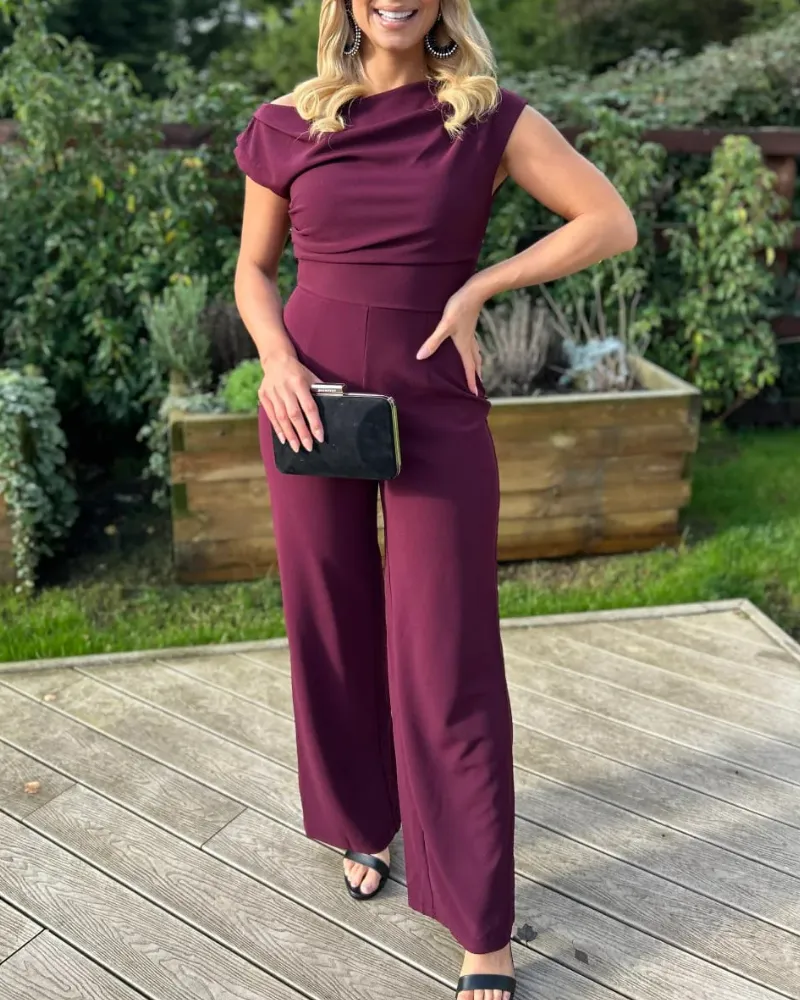 Draped Neck Wide Leg Set