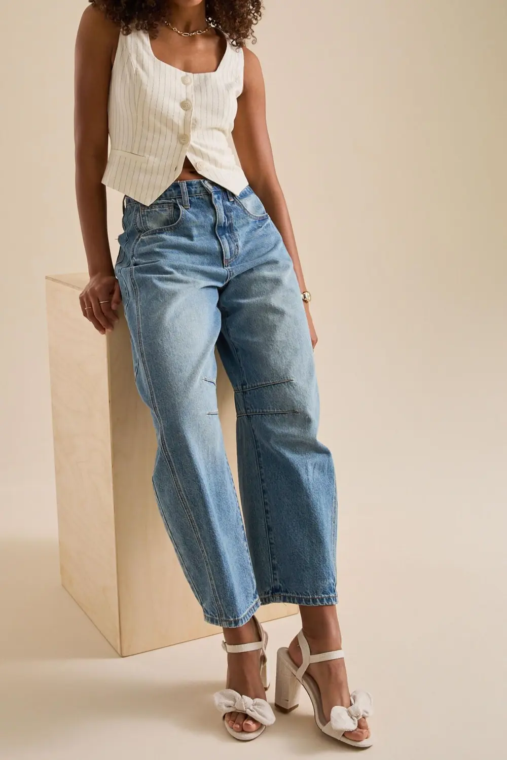 Striped Button Up Vest