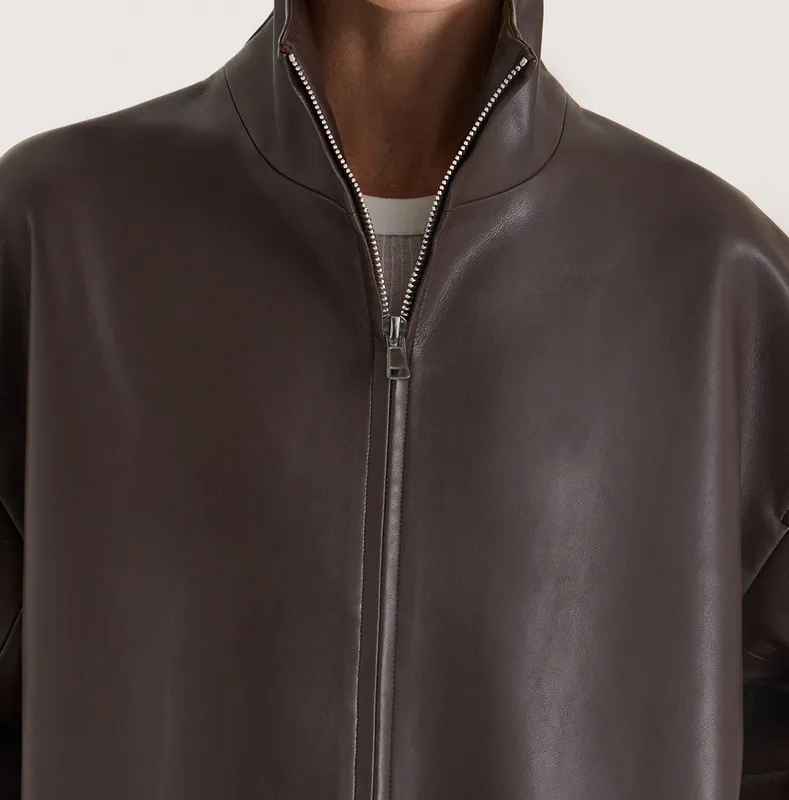 Boxy Zip Front Faux Leather Jacket