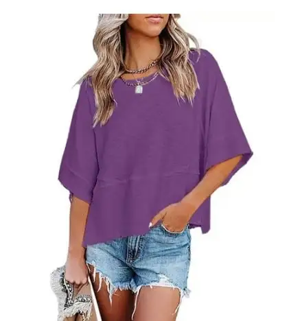 Women's Comfortable Slouchy Short Sleeve T-Shirts - Breathable & Roomy