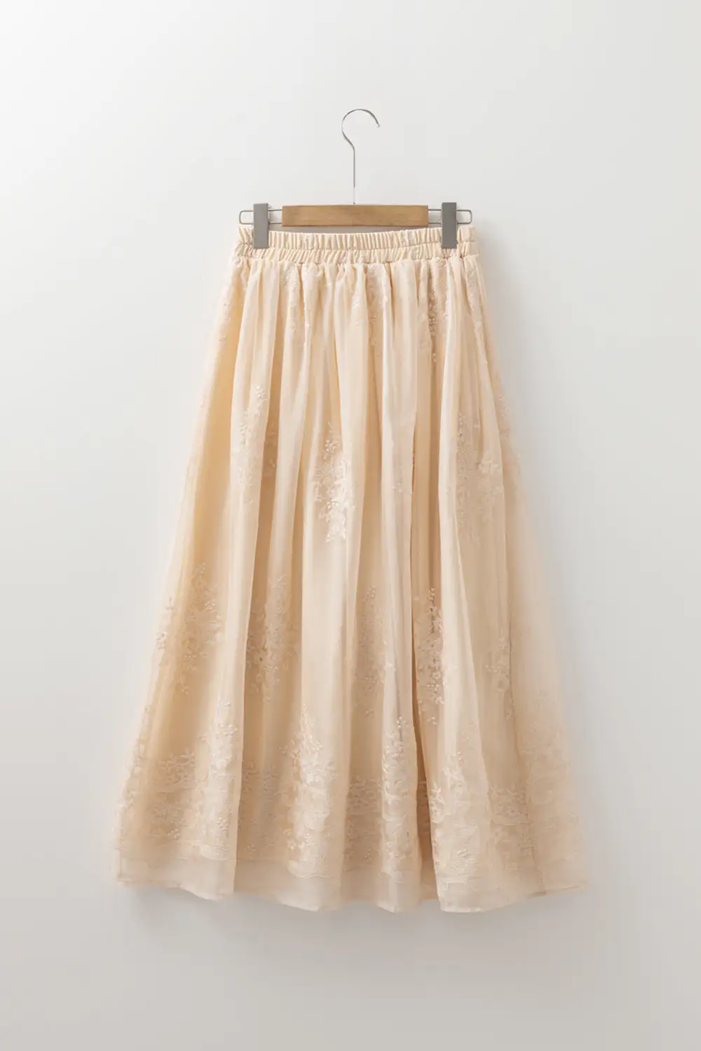 Fluid Mesh Embroidered Skirt