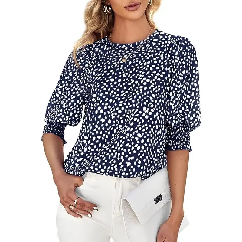 Women's Polka Dot 3/4 Sleeve Blouse