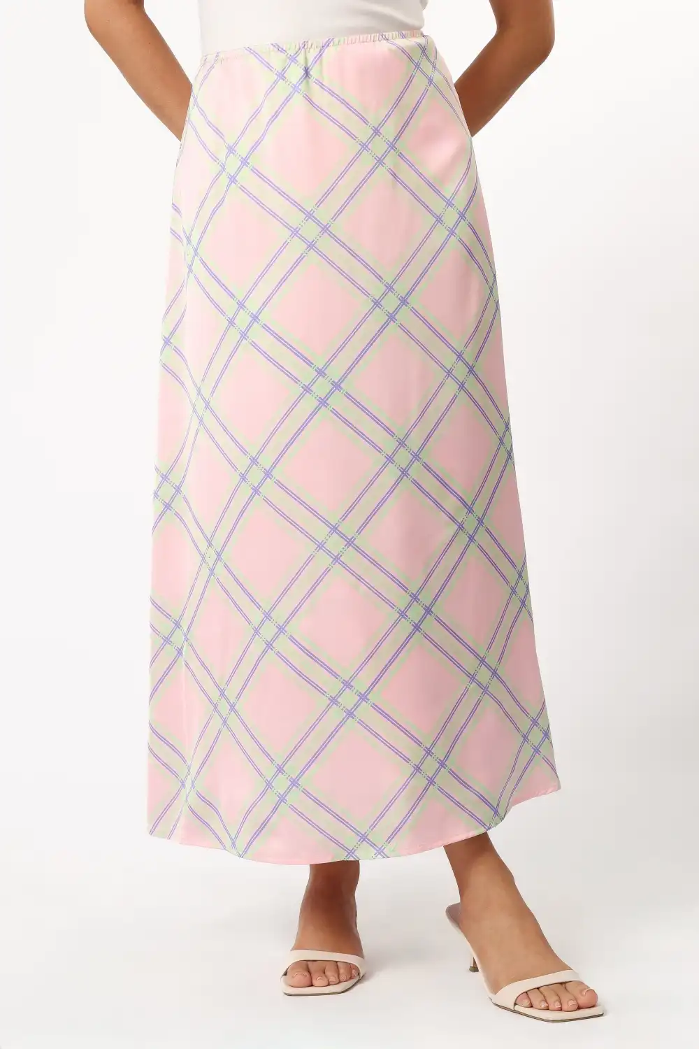 Satin Striped A-Line Skirt