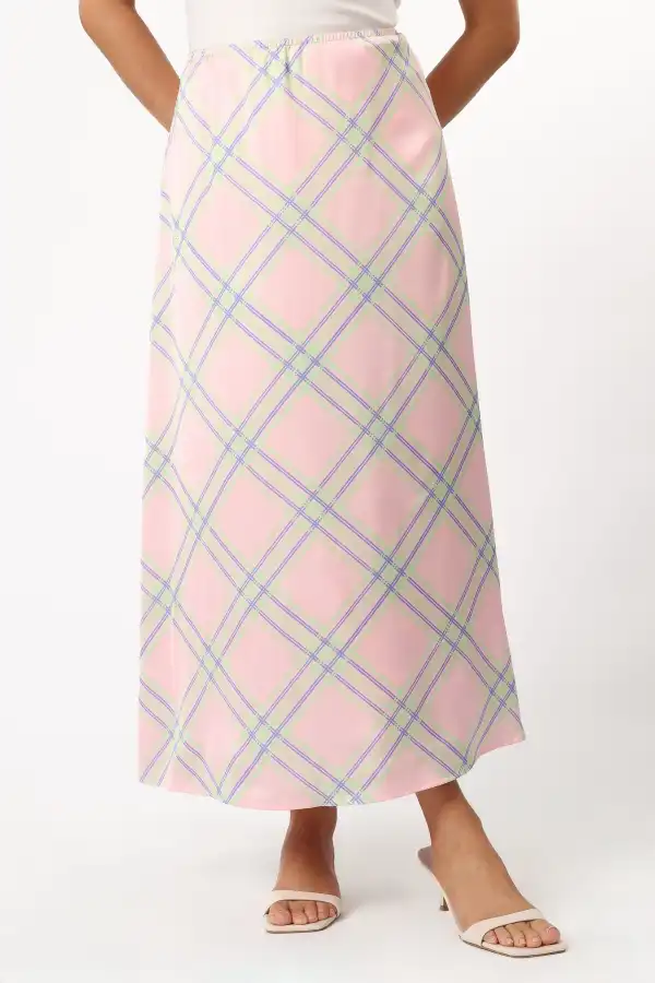 Satin Striped A-Line Skirt