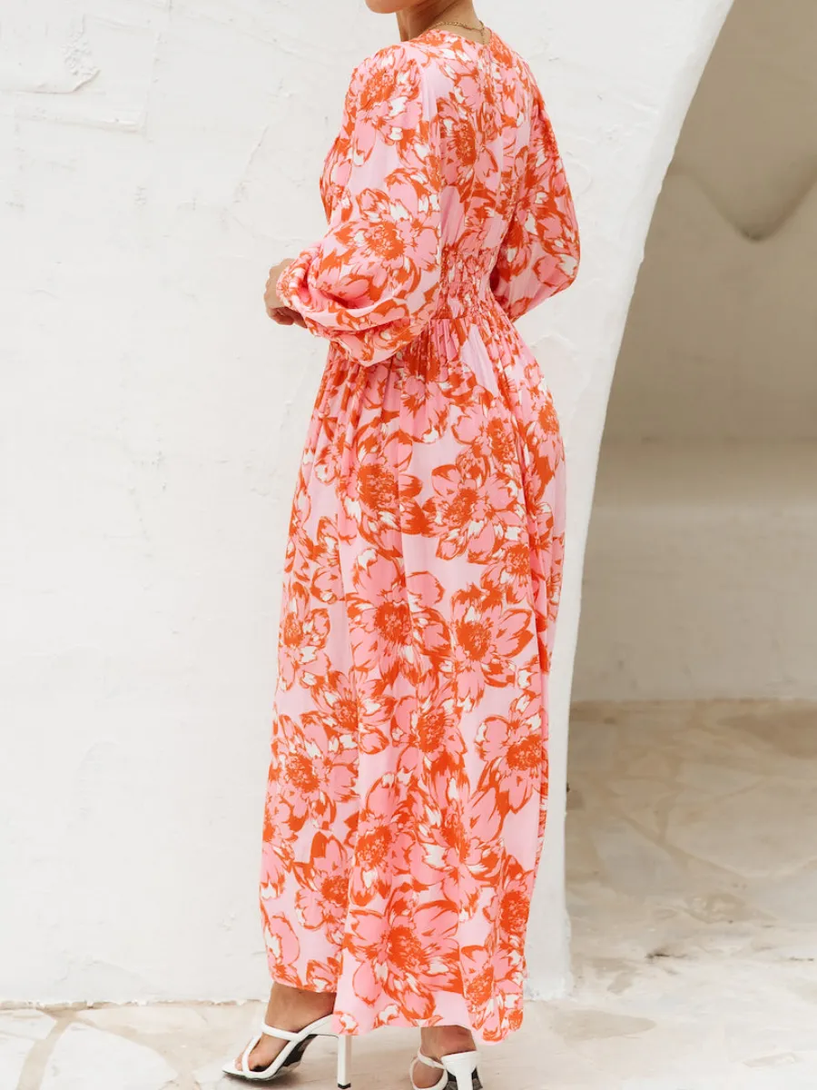 Floral Balloon Sleeve Dress
