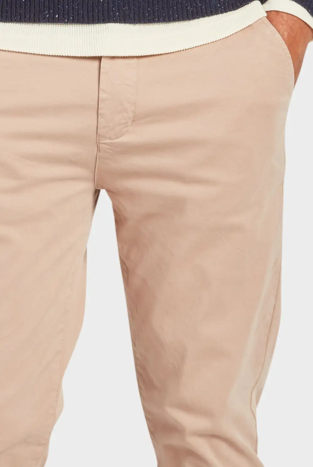 Solid Color Cotton Slim Fit Trousers