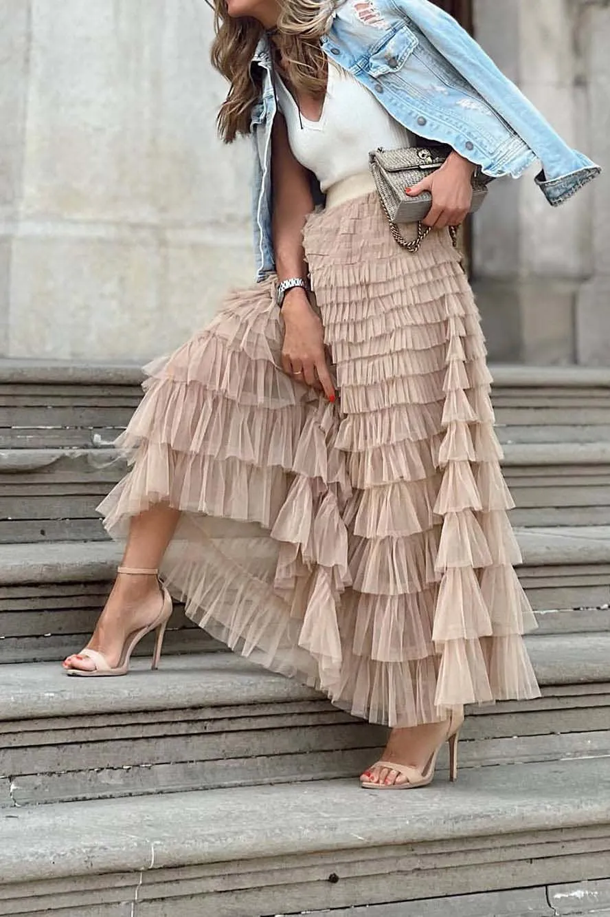 Layered Mesh Boho Skirt