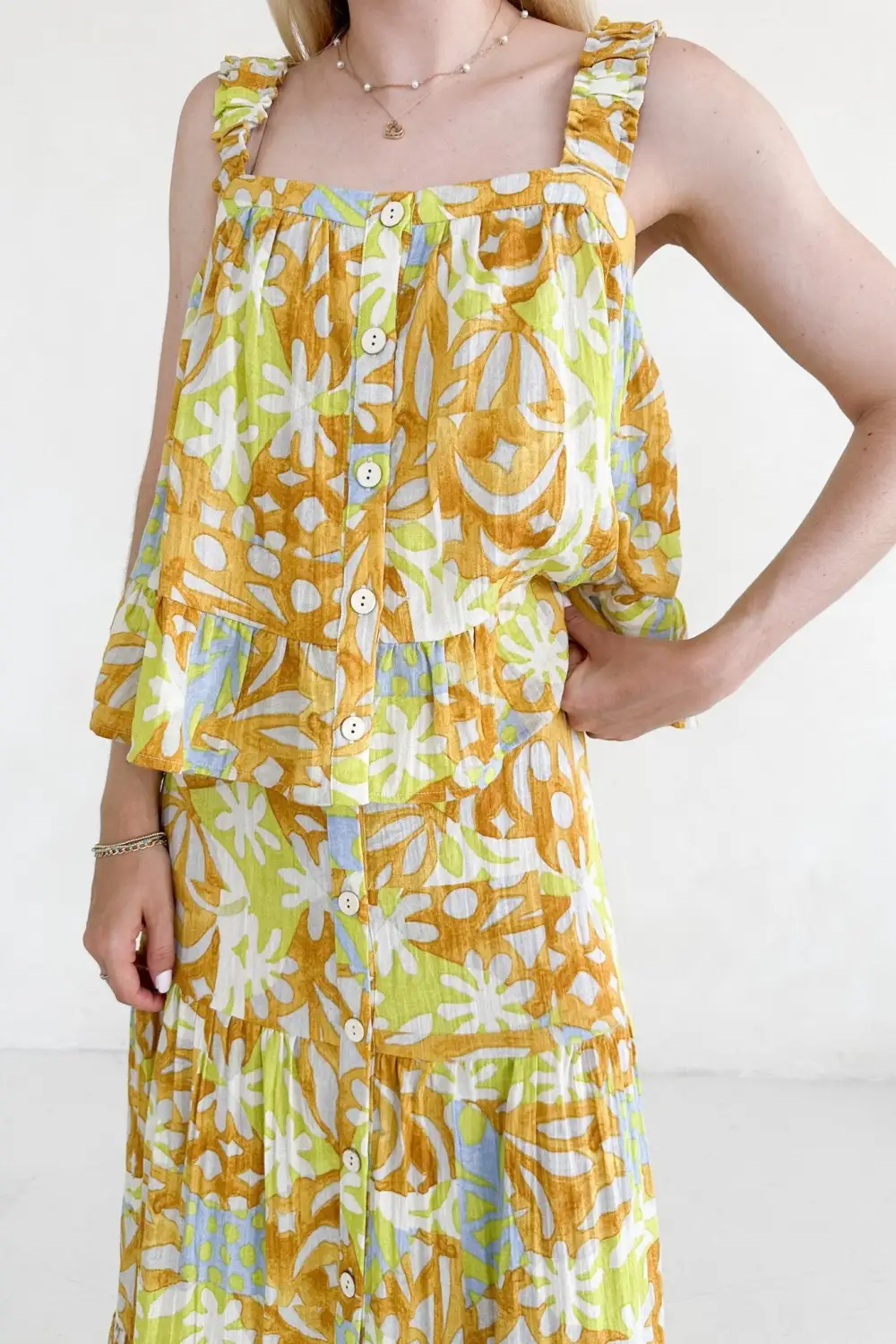 Smooth Printed Ruffle Top