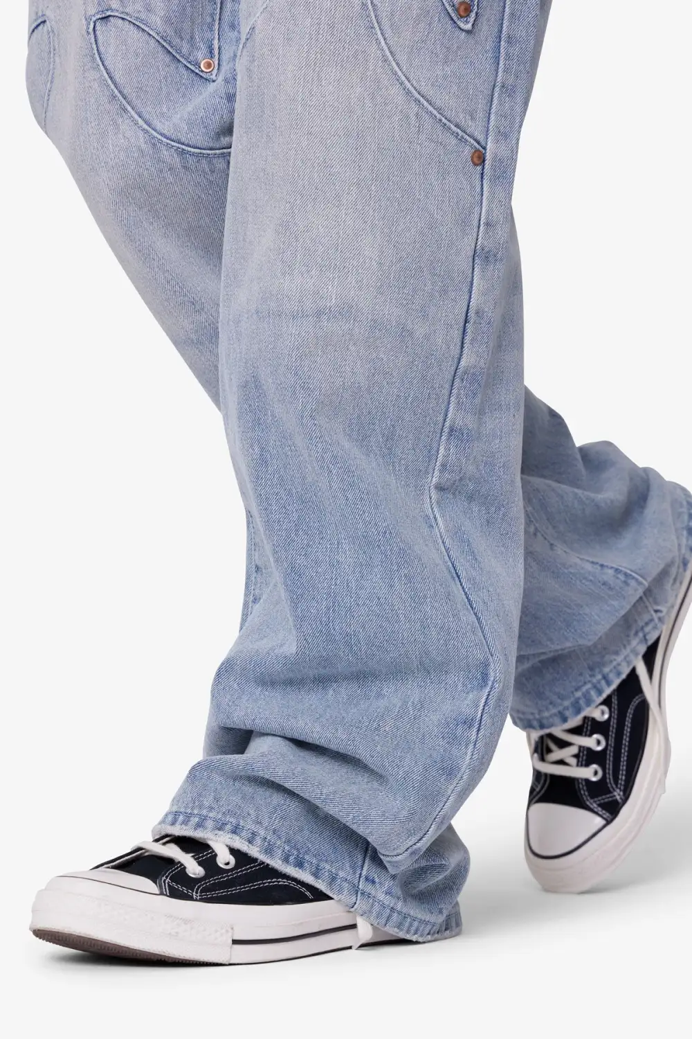Relaxed Cross Detail Denim Jeans