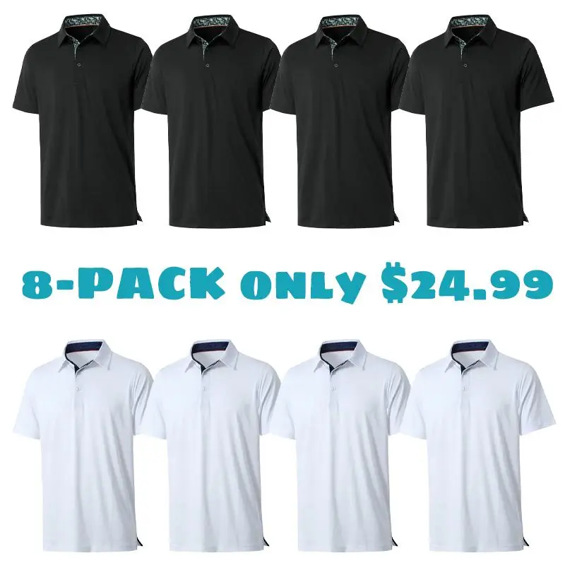 Mens Casual Dry Fit Performance Designed Collared Golf Polo Shirts for Men Plus Size Tops