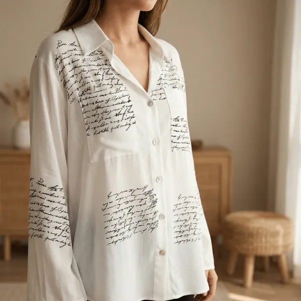 Script Print Viscose Blouse