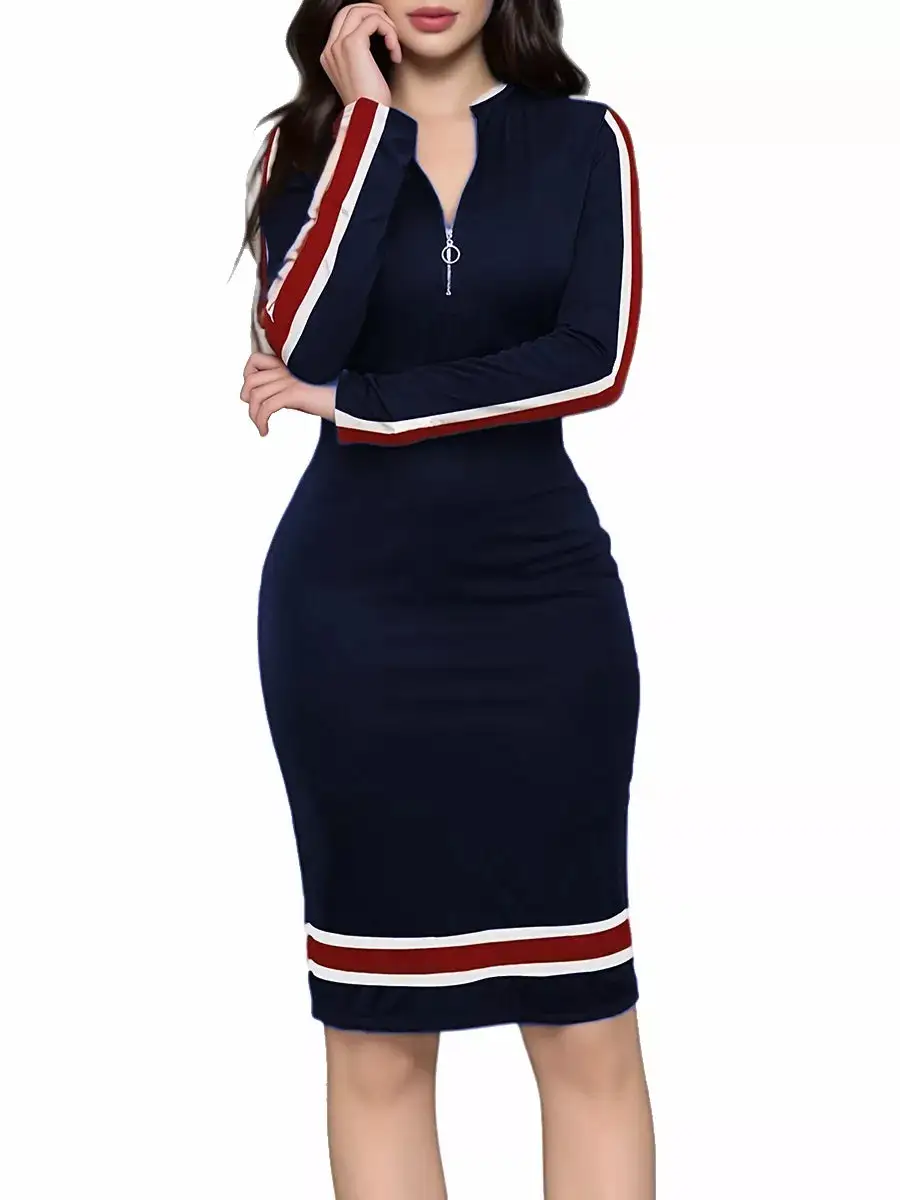 Lightweight Feel Striped Long Sleeve Dress