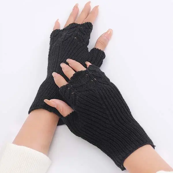 Knitted Warm Half Finger Mitts 11295498C