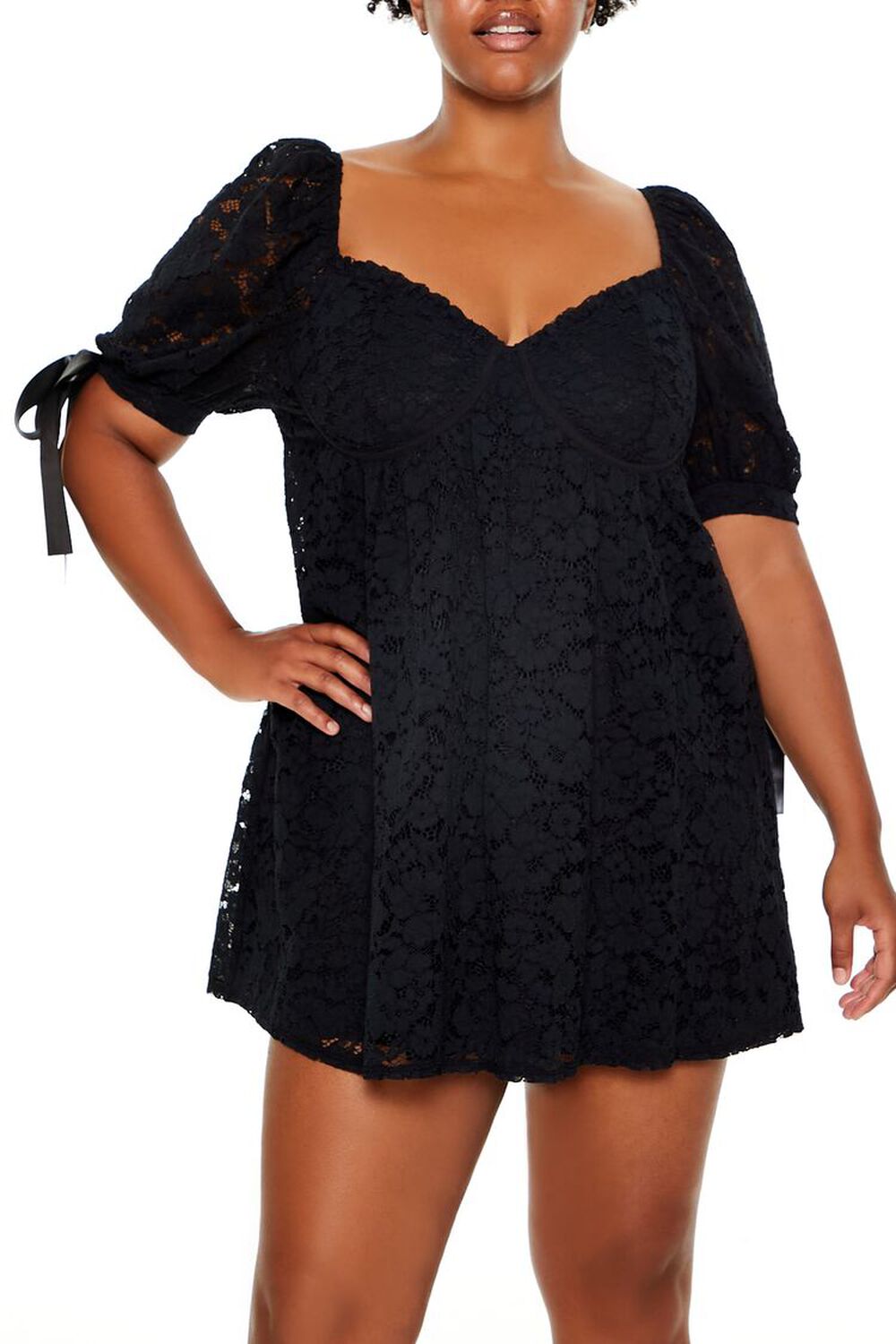 Plus Size Lace Babydoll Mini Dress