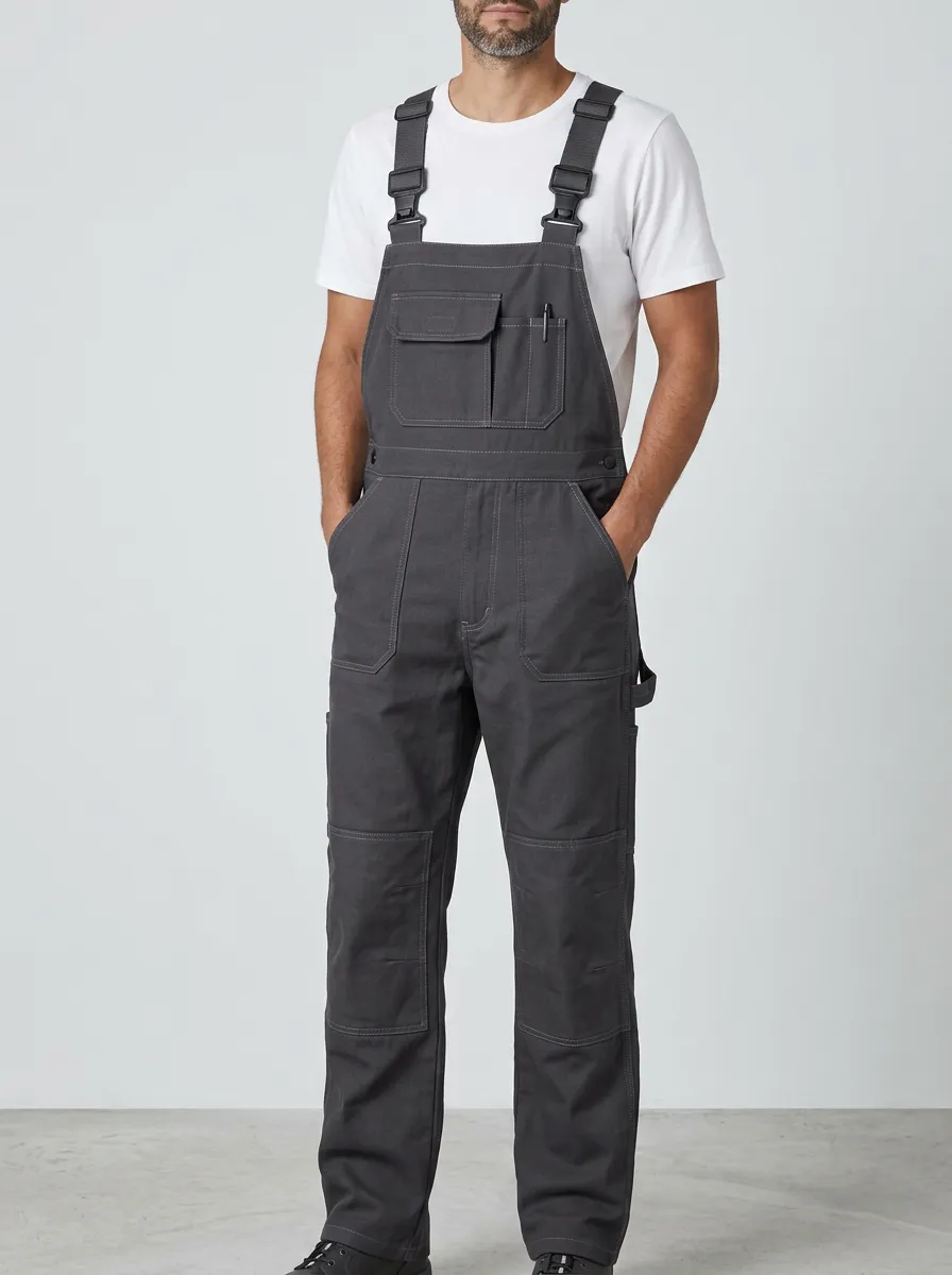 Men's Refined Multi-Pocket Bib Work Overalls