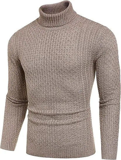 Men's Slim Fit Turtleneck Sweater Casual Knitted Twisted Pullover Solid Sweaters PACKAGE SET