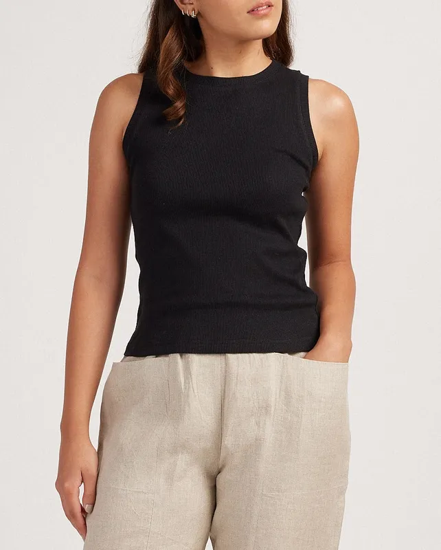 Black Ribbed Tank Top