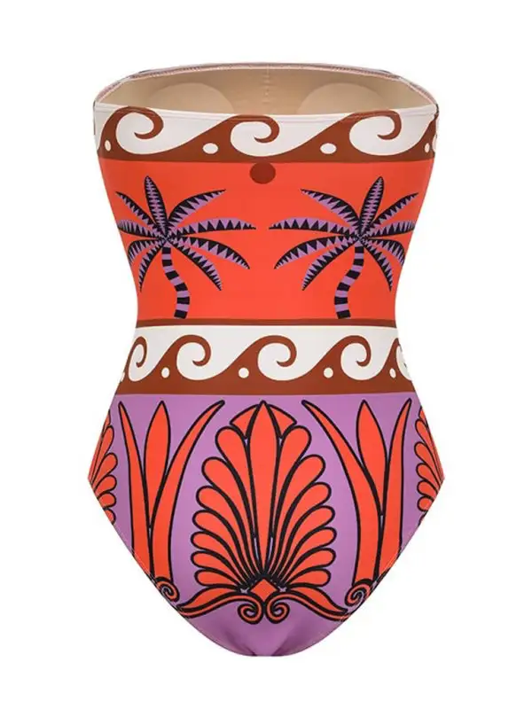 Strapless Printed One Piece Matching Swim Dress