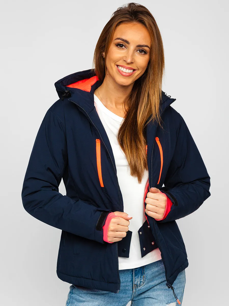 Dark blue women's winter ski jacket
