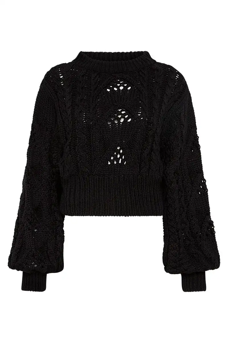 EYELET ROUND NECK KNIT JUMPER