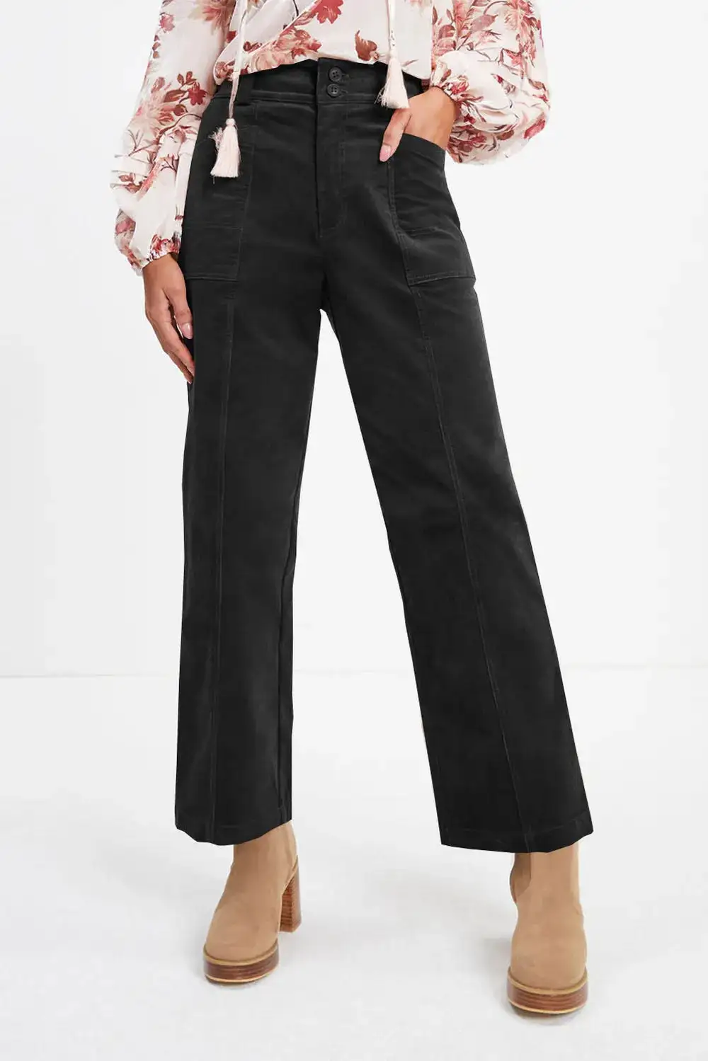 Layered High Waist Straight Leg Pants
