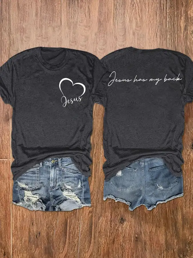 Women's Jesus has my back print short-sleeve T-shirt