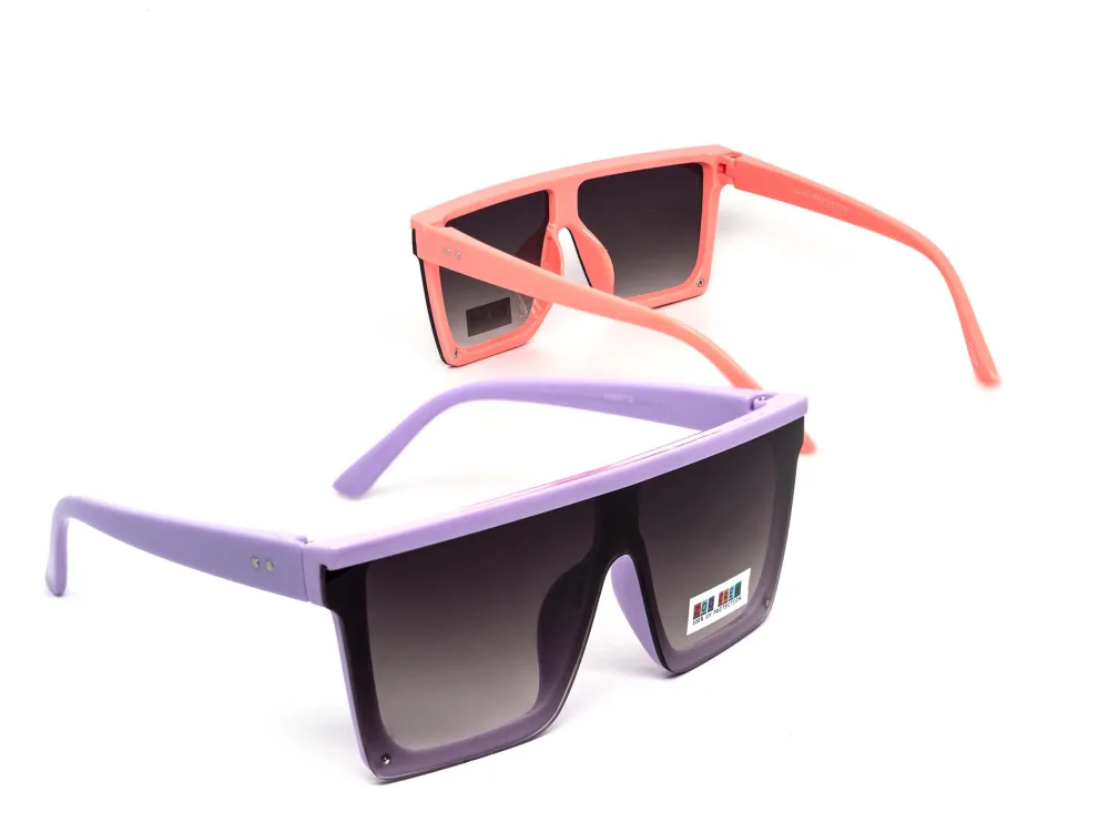12-Pack Kids Oversized Shield Square Gradient Sunglasses