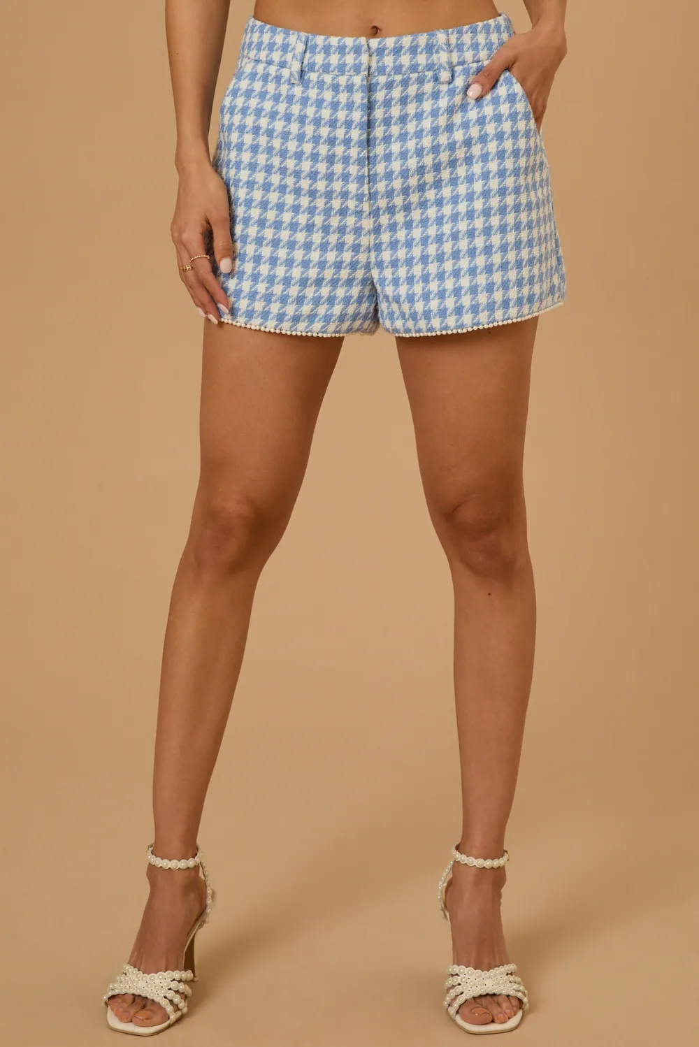 Blue Tweed Shorts