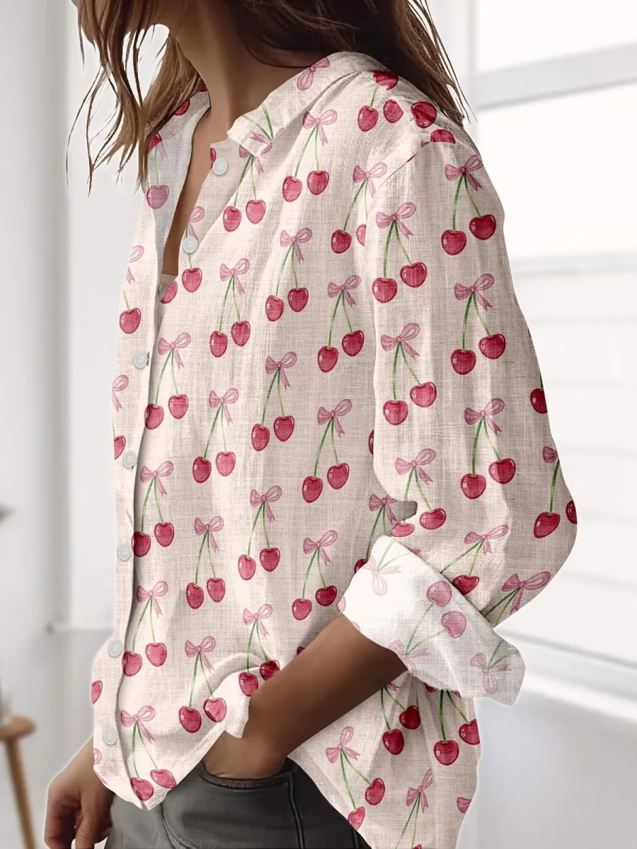 Cherry and Bow Print Shirt