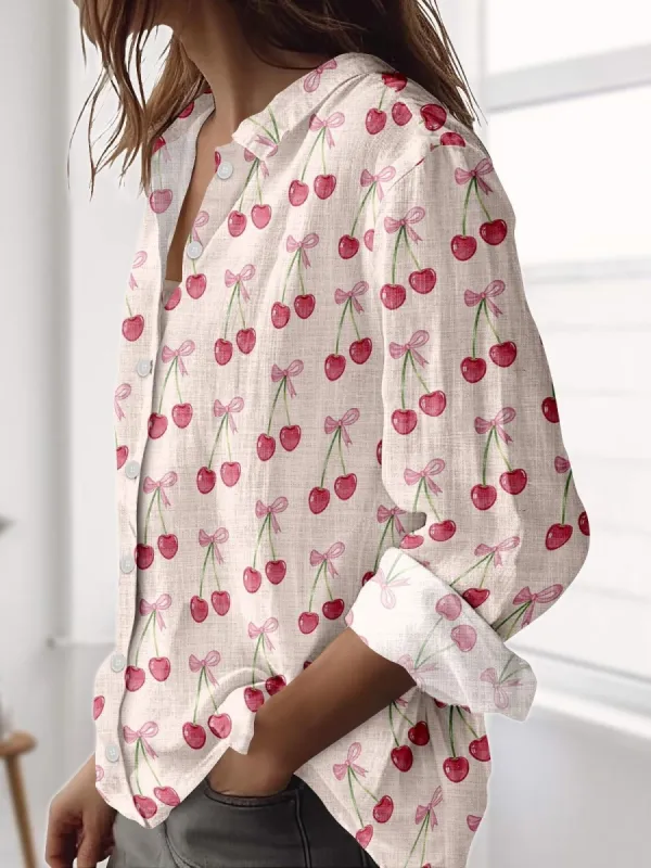 Cherry and Bow Print Shirt