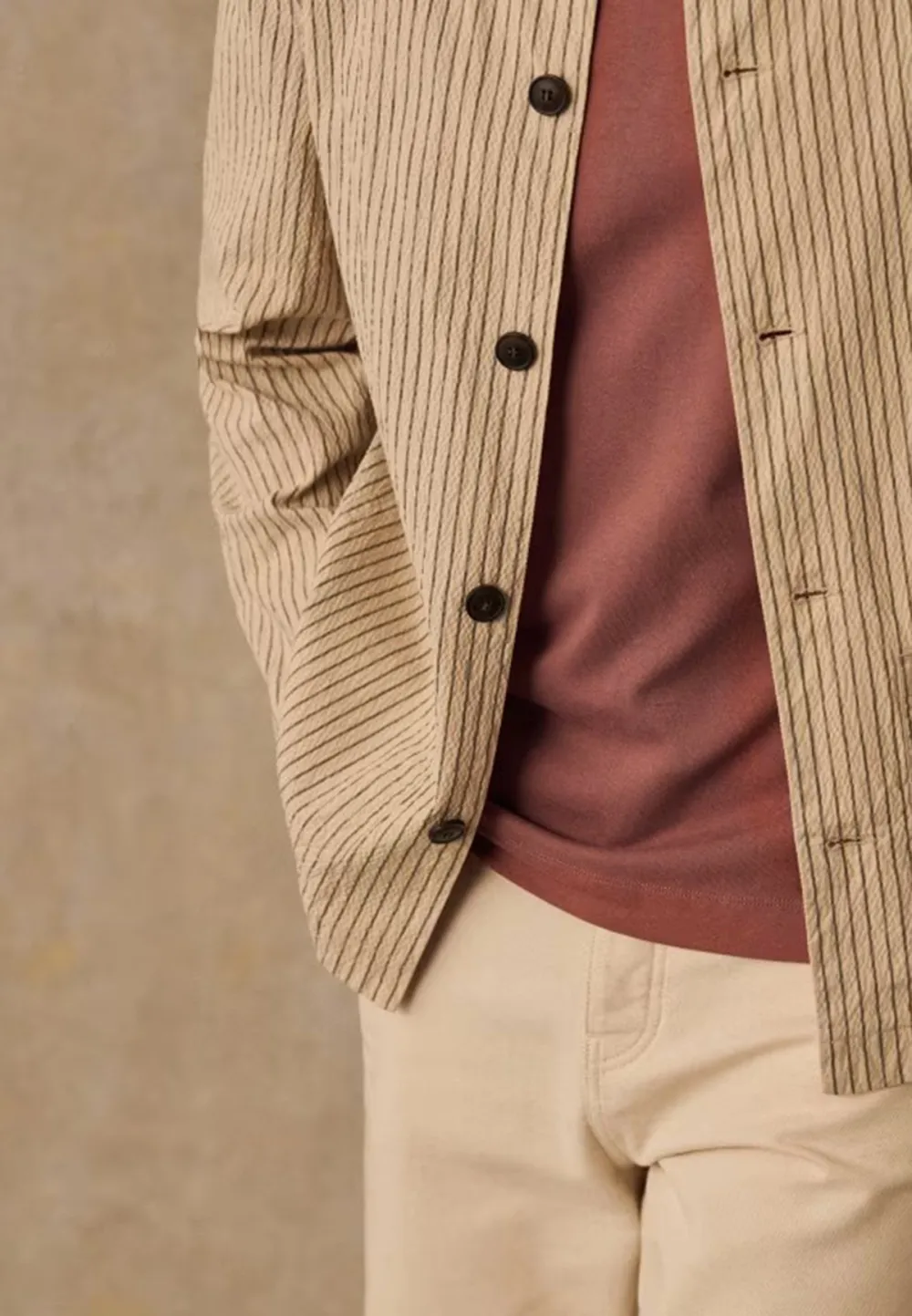 Jacket-Seersucker Beige