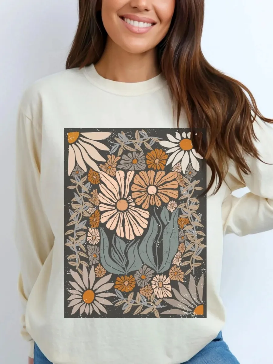 Retro Boho Floral Print T-Shirt