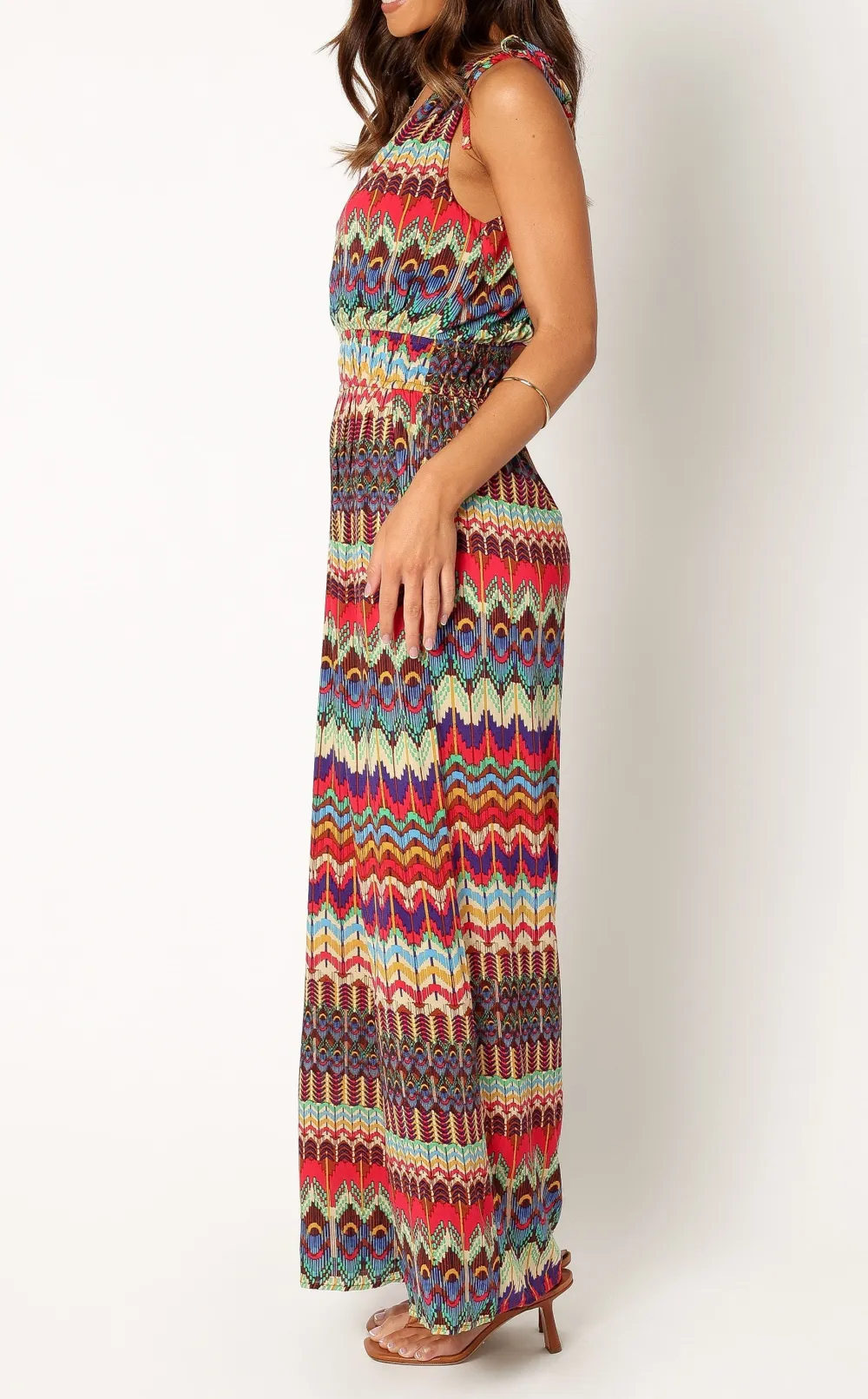 V-Neck Open-Back Wide-Leg Pocket Sleeveless Jumpsuit