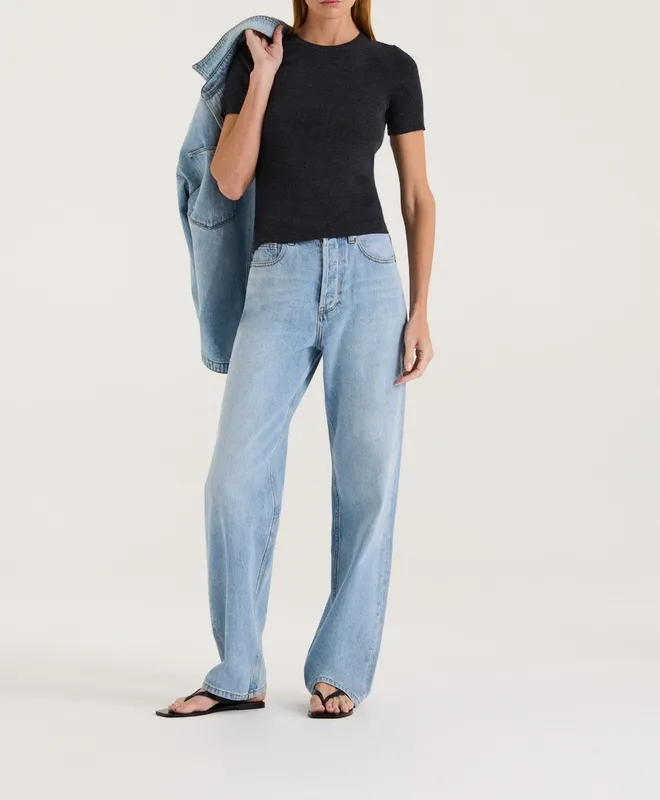 Charcoal Merino Crew Neck T-Shirt